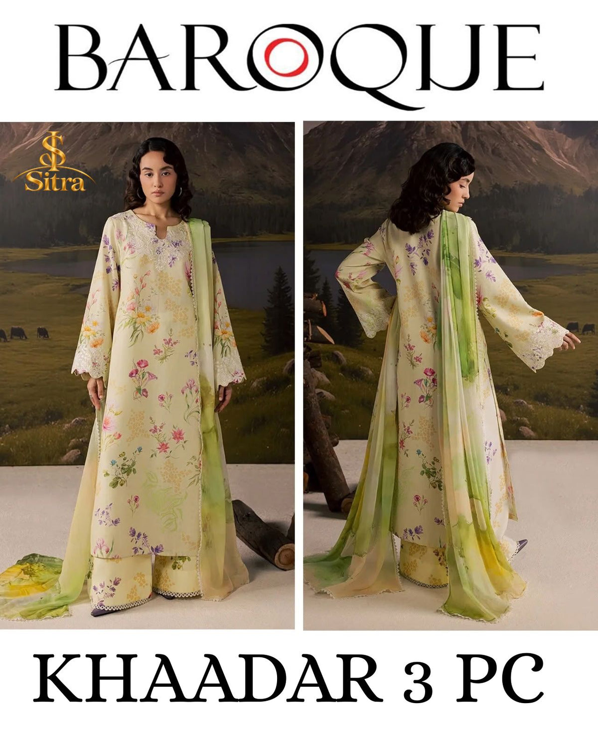 Baroque Khaddar Digital Printed 3 Piece Dress - S028