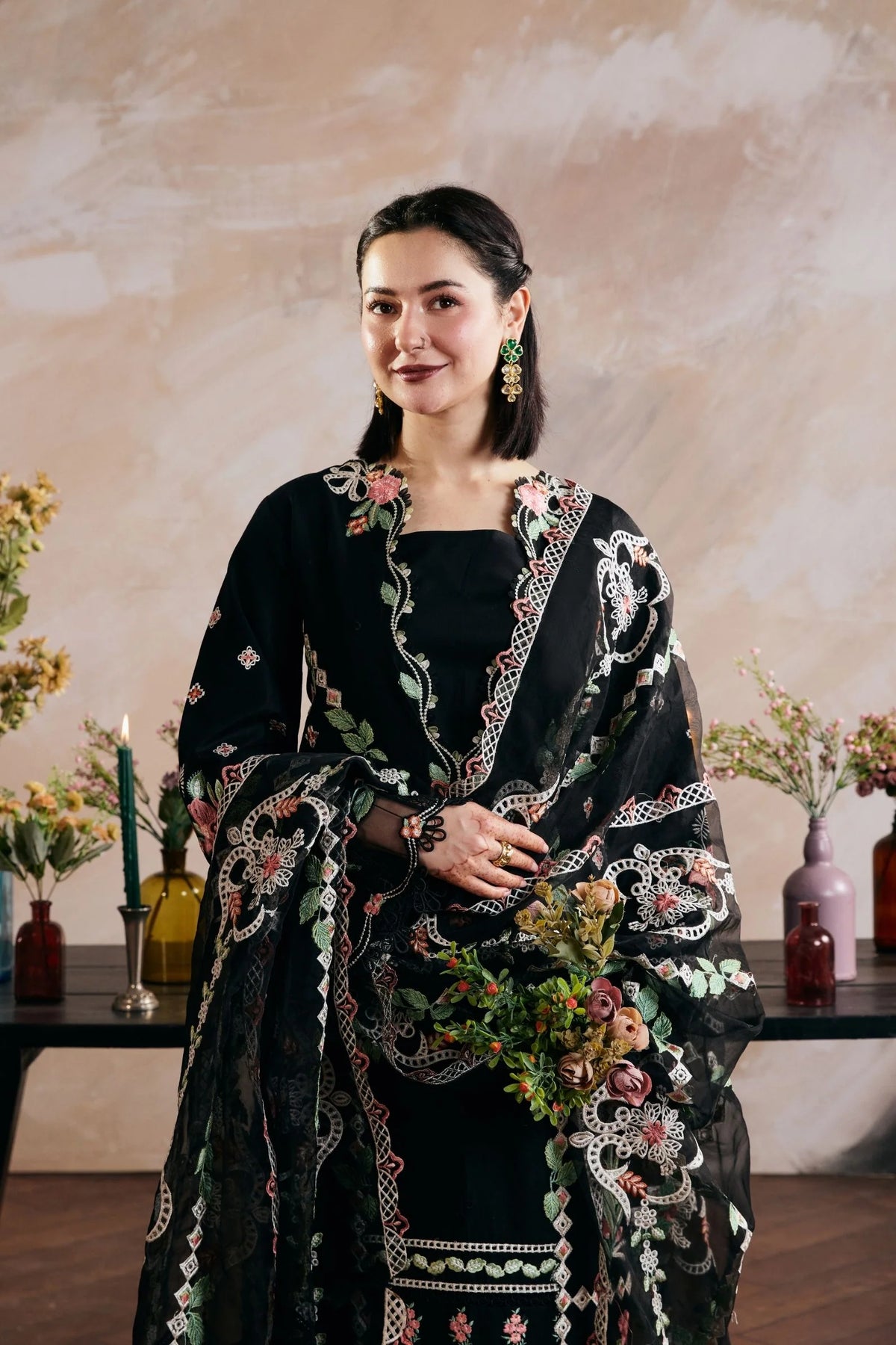 Maryum Hussain dhanak luxury embroidered 3 Piece dress - S066