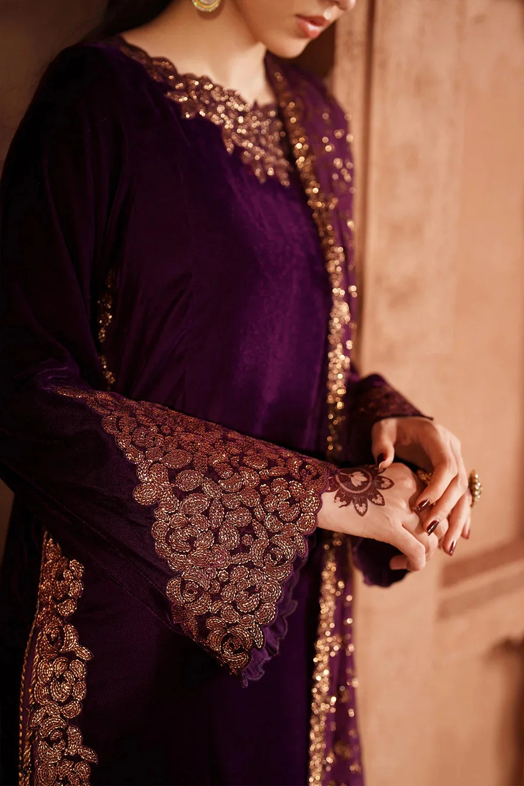 Iznik Velvet Micro 9000 Embroidered 3 Piece Dress - S055