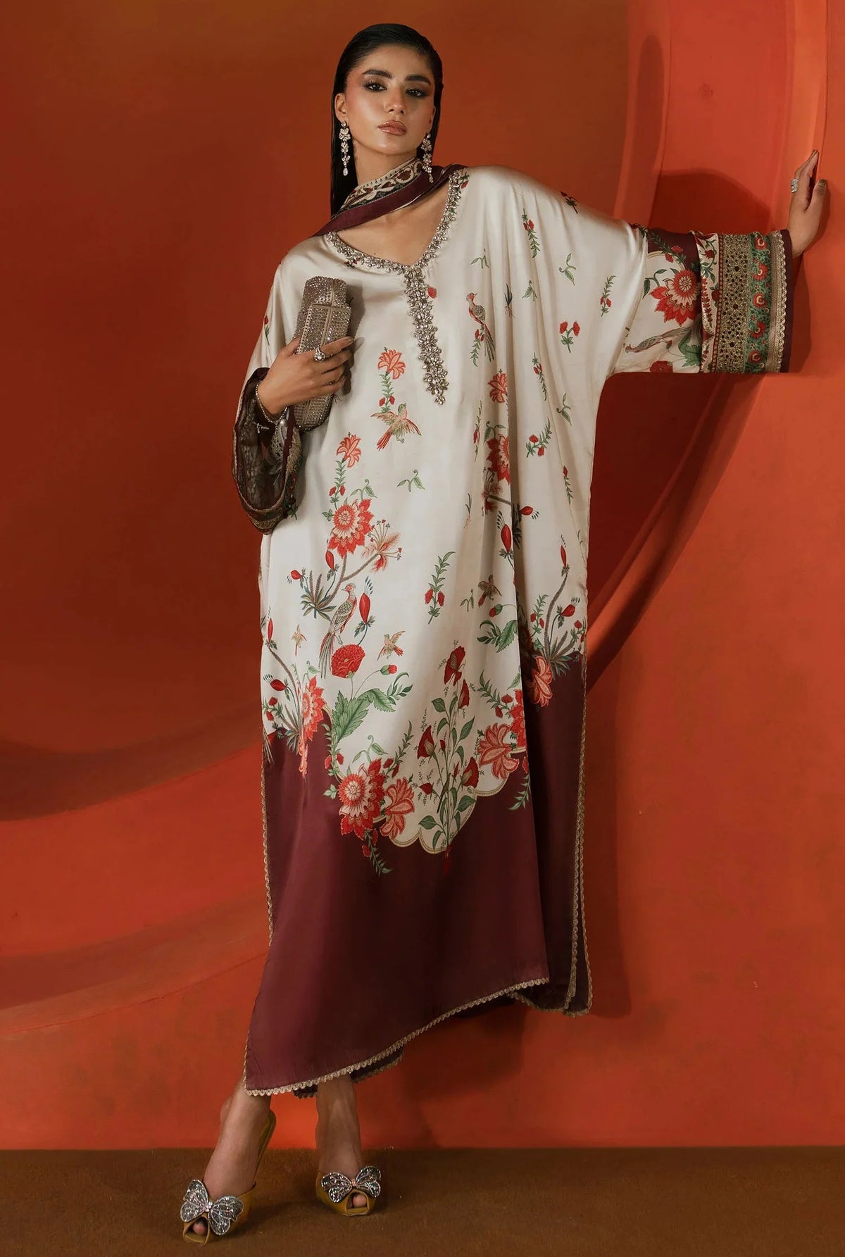 Maria.b Shamoz Silk Embroidered 3 Piece Dress - S049