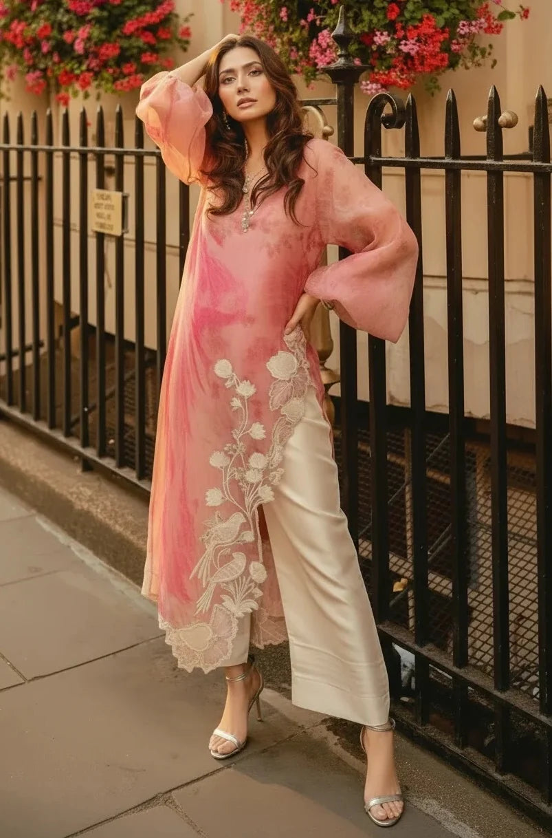 Sania Maskatiya Organza Luxury Embroidered 3 piece dress - S038