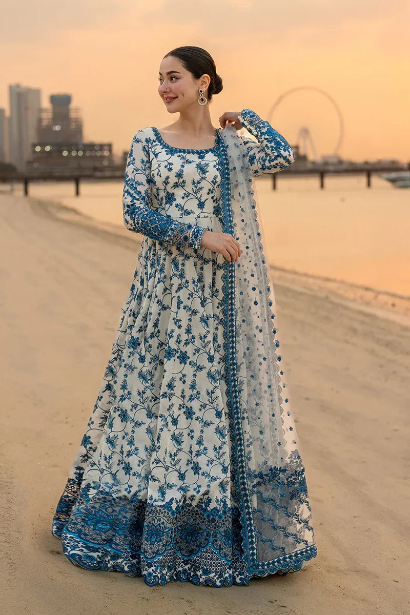 Faiza saqlain luxury lawn embroidered Maxi  - S043
