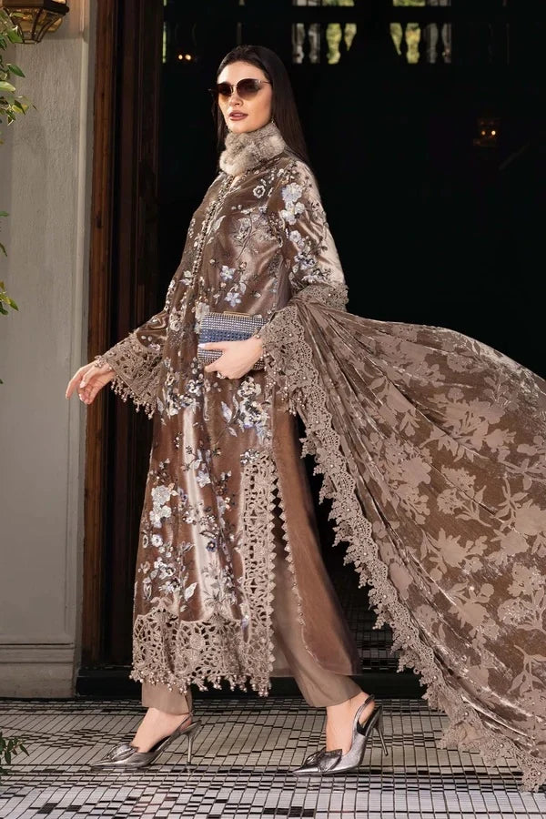 MariaB Velvet Micro 9000 Hand Embellished & Embroidered 3 Piece Dress - S057