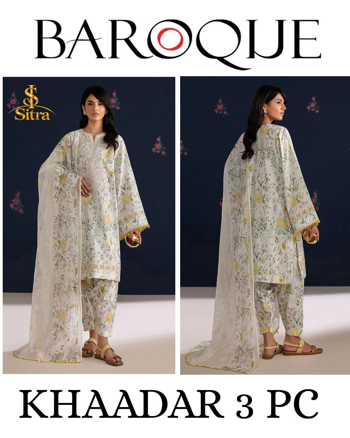 Baroque Khaddar Digital Printed 3 Piece Dress - S030