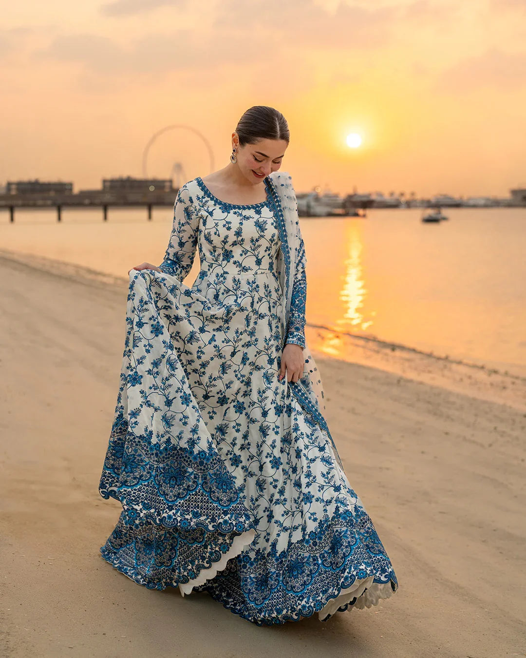 Faiza saqlain luxury lawn embroidered Maxi  - S043