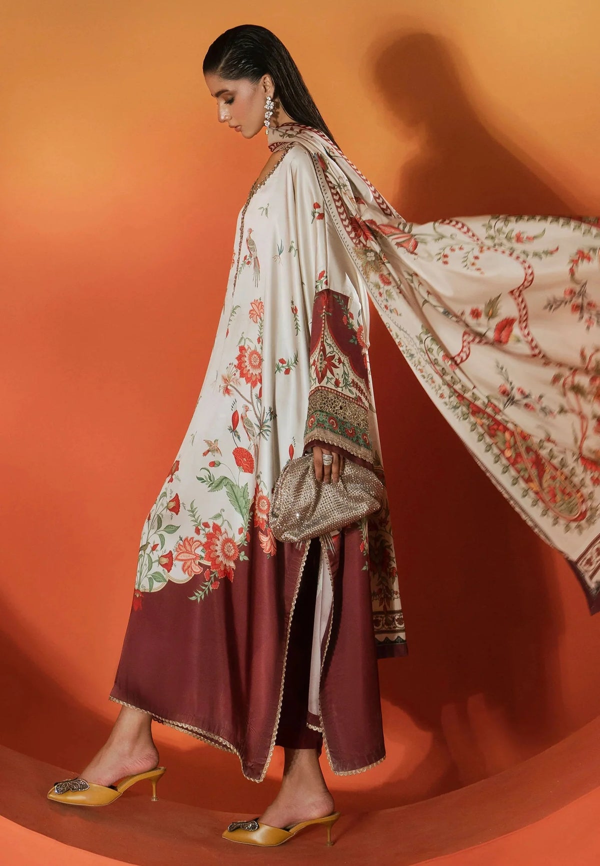 Maria.b Shamoz Silk Embroidered 3 Piece Dress - S049