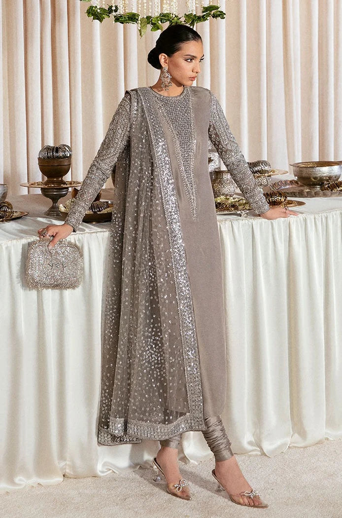 Hussain Rehar Hand Made Luxury Pret Collections LUCENT Raw Silk 3 piece - S060