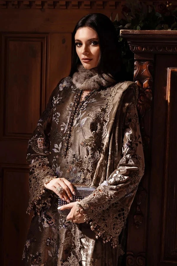 MariaB Velvet Micro 9000 Hand Embellished & Embroidered 3 Piece Dress - S057