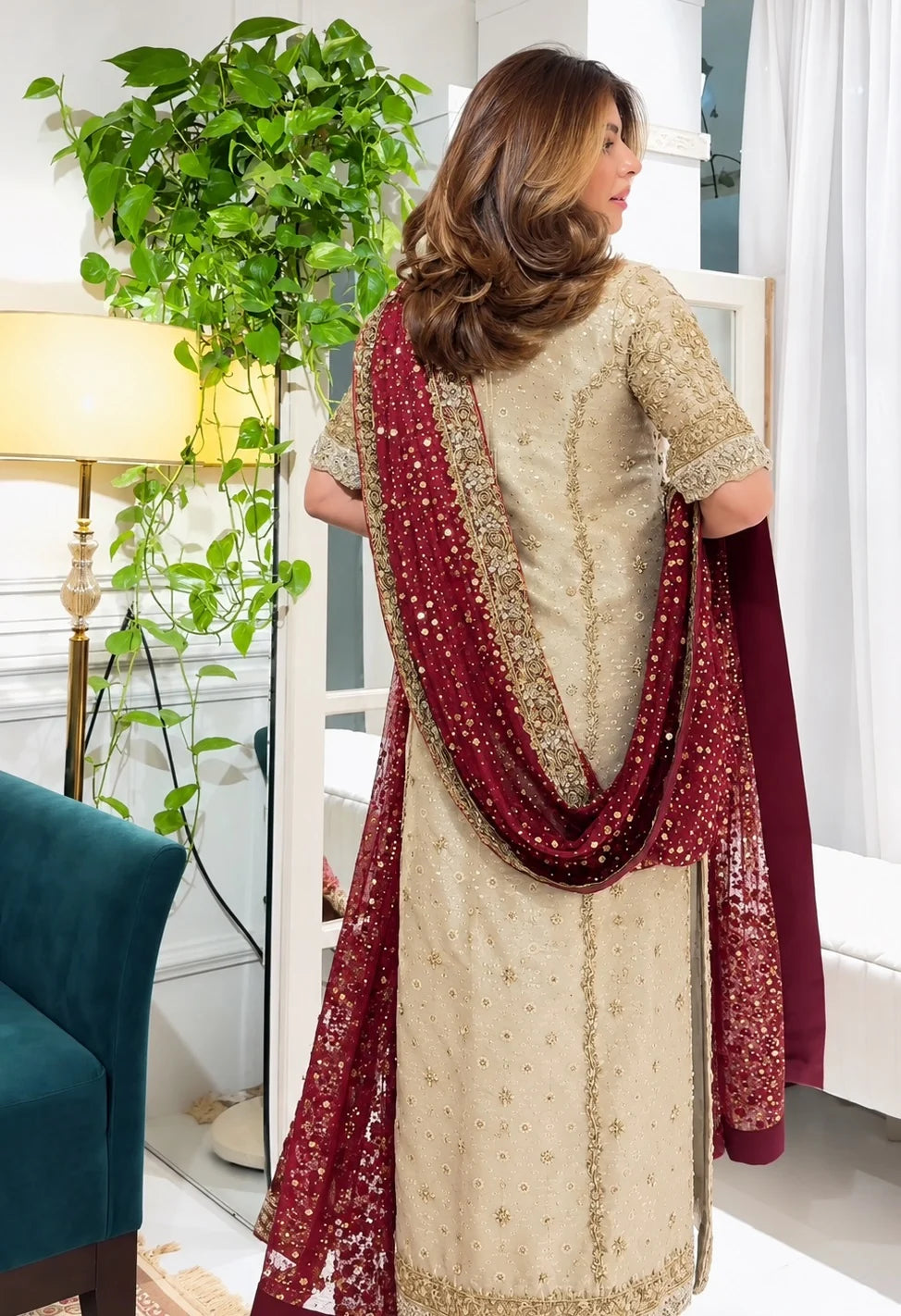 Harish Shakeel Mesuri Hand Embellished & Embroidered 3 Piece Dress - S047