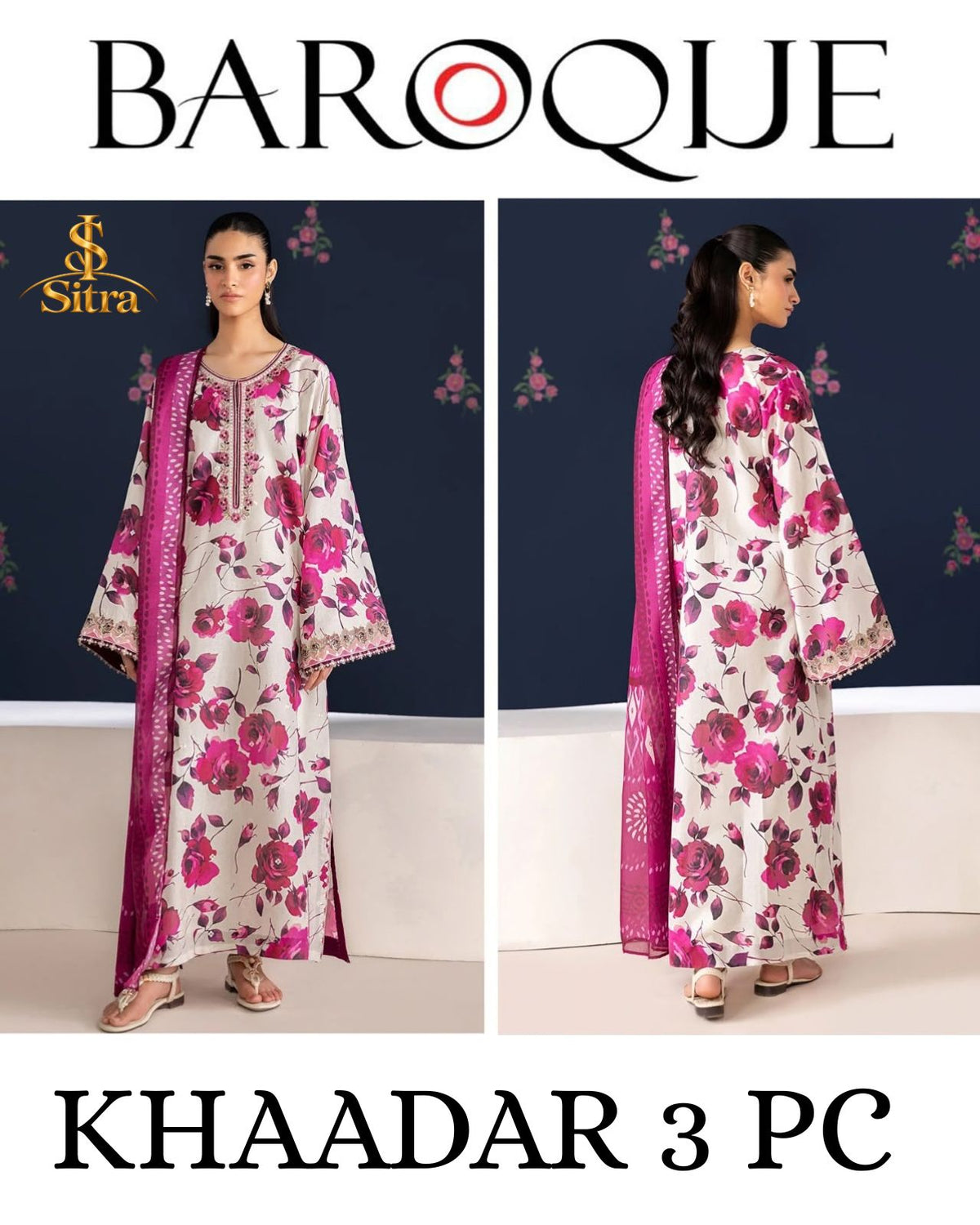 Baroque Khaddar Digital Printed 3 Piece Dress - S032