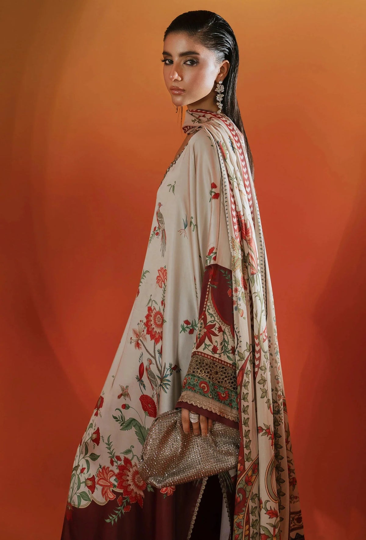 Maria.b Shamoz Silk Embroidered 3 Piece Dress - S049