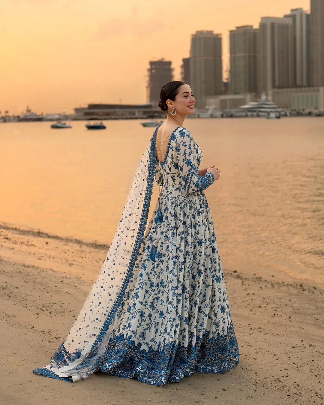 Faiza saqlain luxury lawn embroidered Maxi  - S043