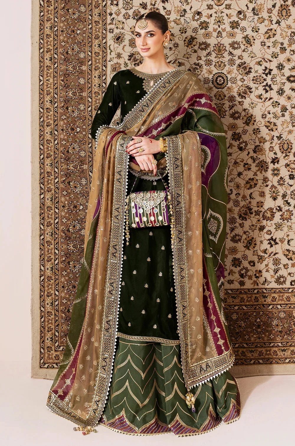 Jazmin Velvet Micro 9000 Embroidered 3 Piece Dress - S056