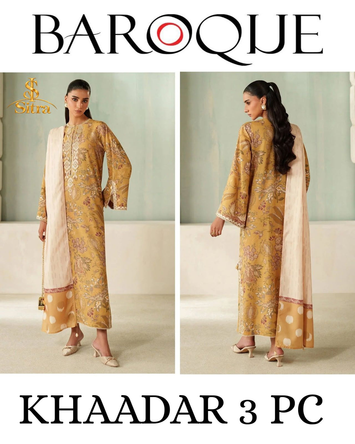 Baroque Khaddar Digital Printed 3 Piece Dress - S035