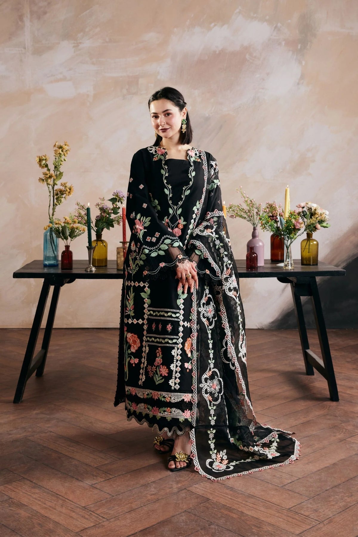 Maryum Hussain dhanak luxury embroidered 3 Piece dress - S066