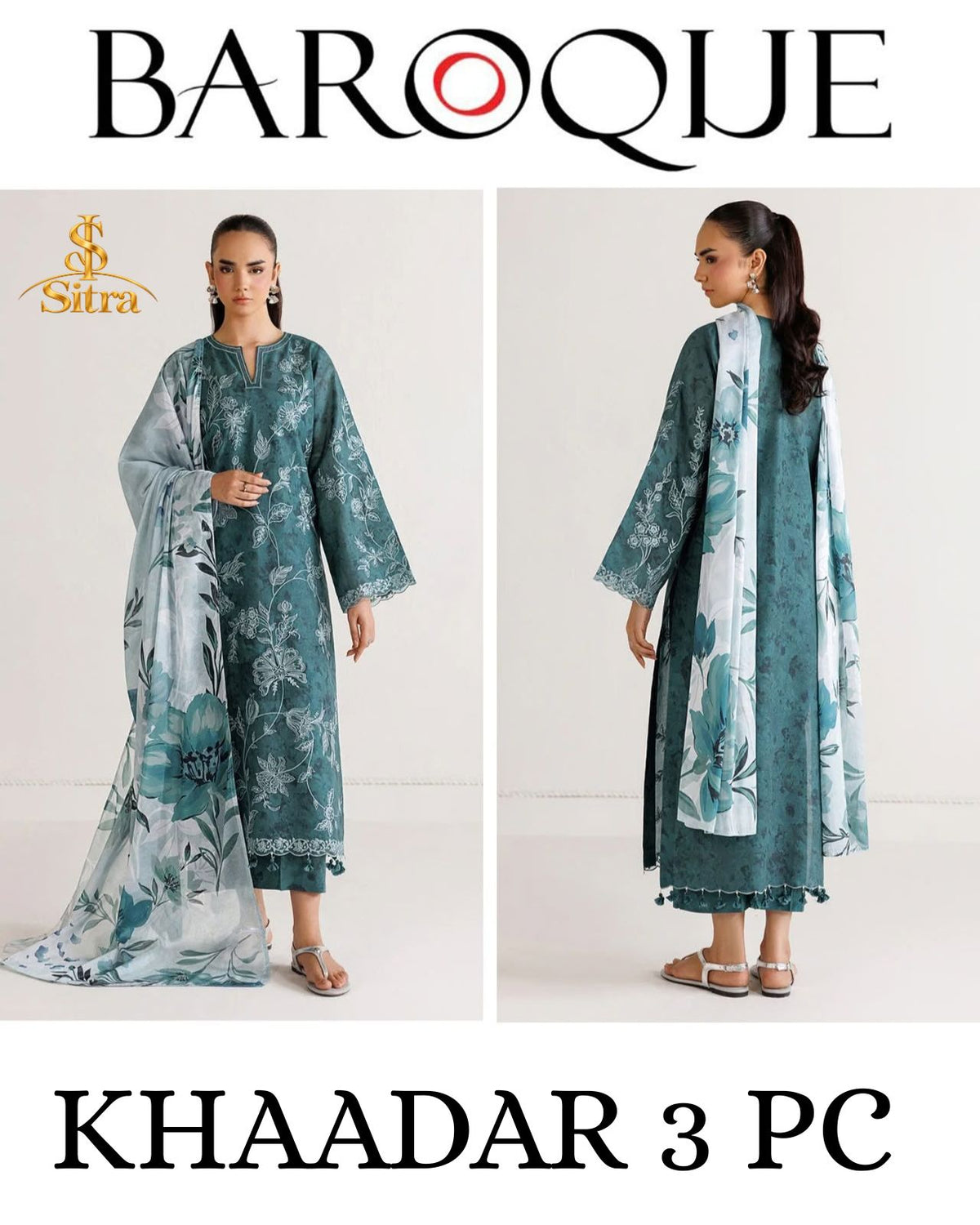 Baroque Khaddar Digital Printed 3 Piece Dress - S036