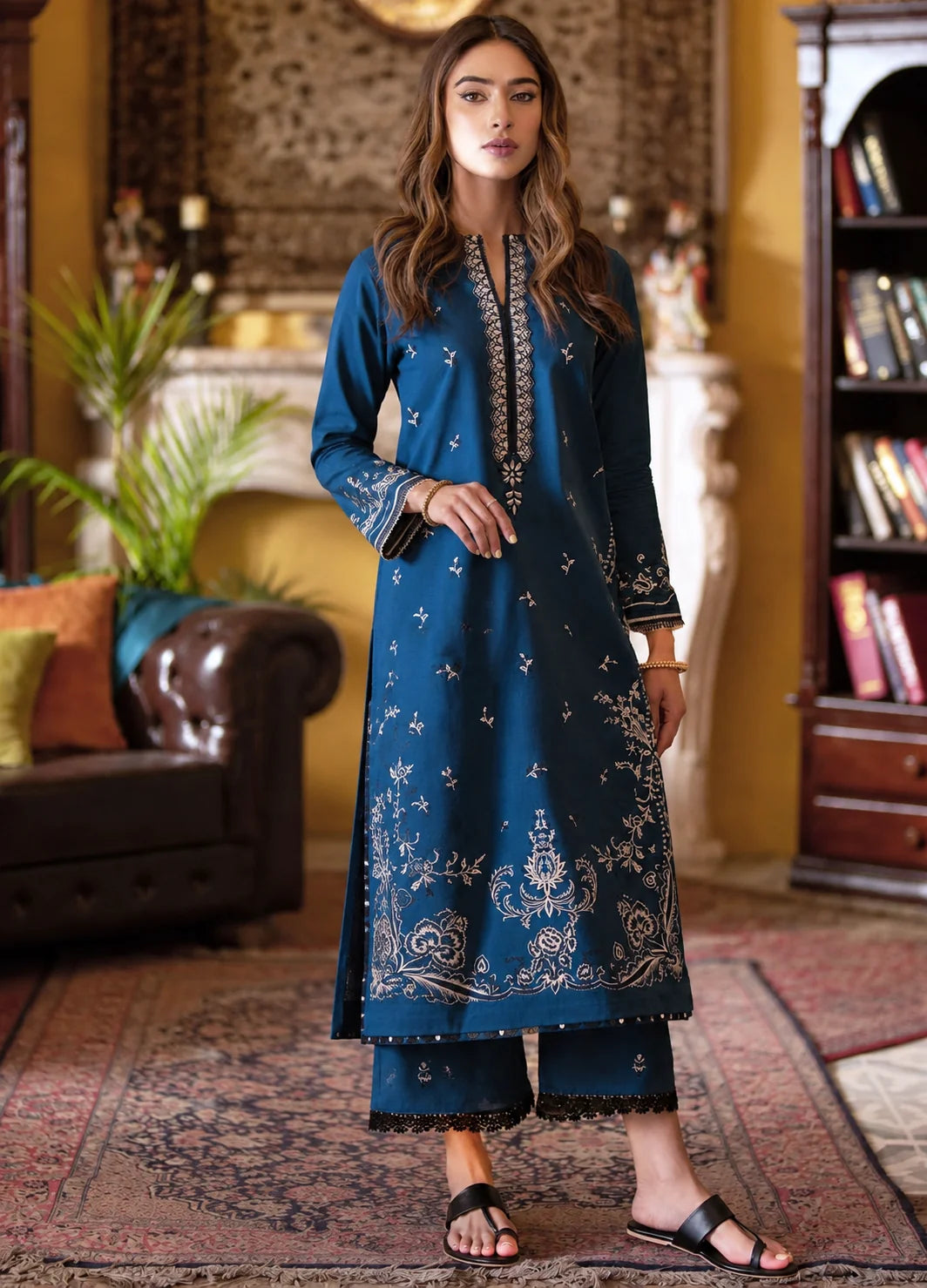 Designer Dhanak Winter Embroidered 2 Piece Dress - S004
