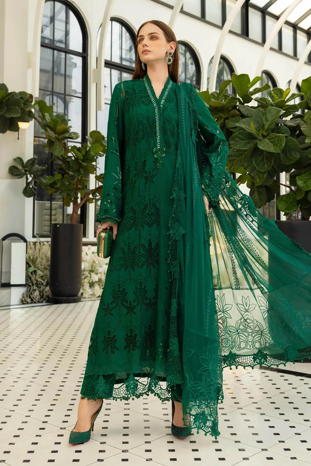 Maria.B Lawm Embroidered 3 piece dress | S008