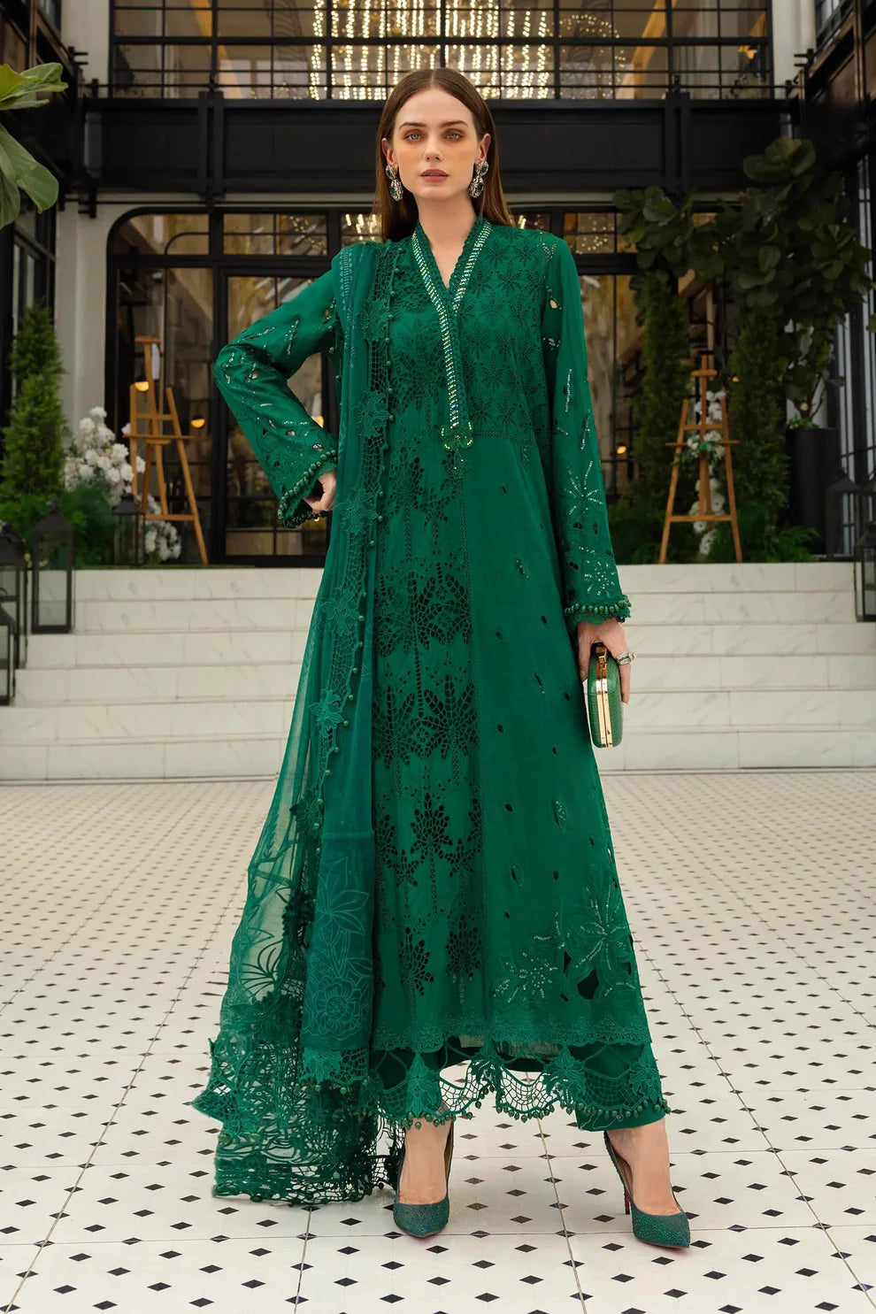 Maria.B Lawm Embroidered 3 piece dress | S008