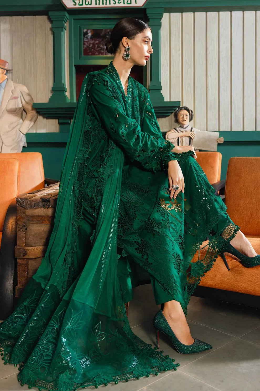 Maria.B Lawm Embroidered 3 piece dress | S008