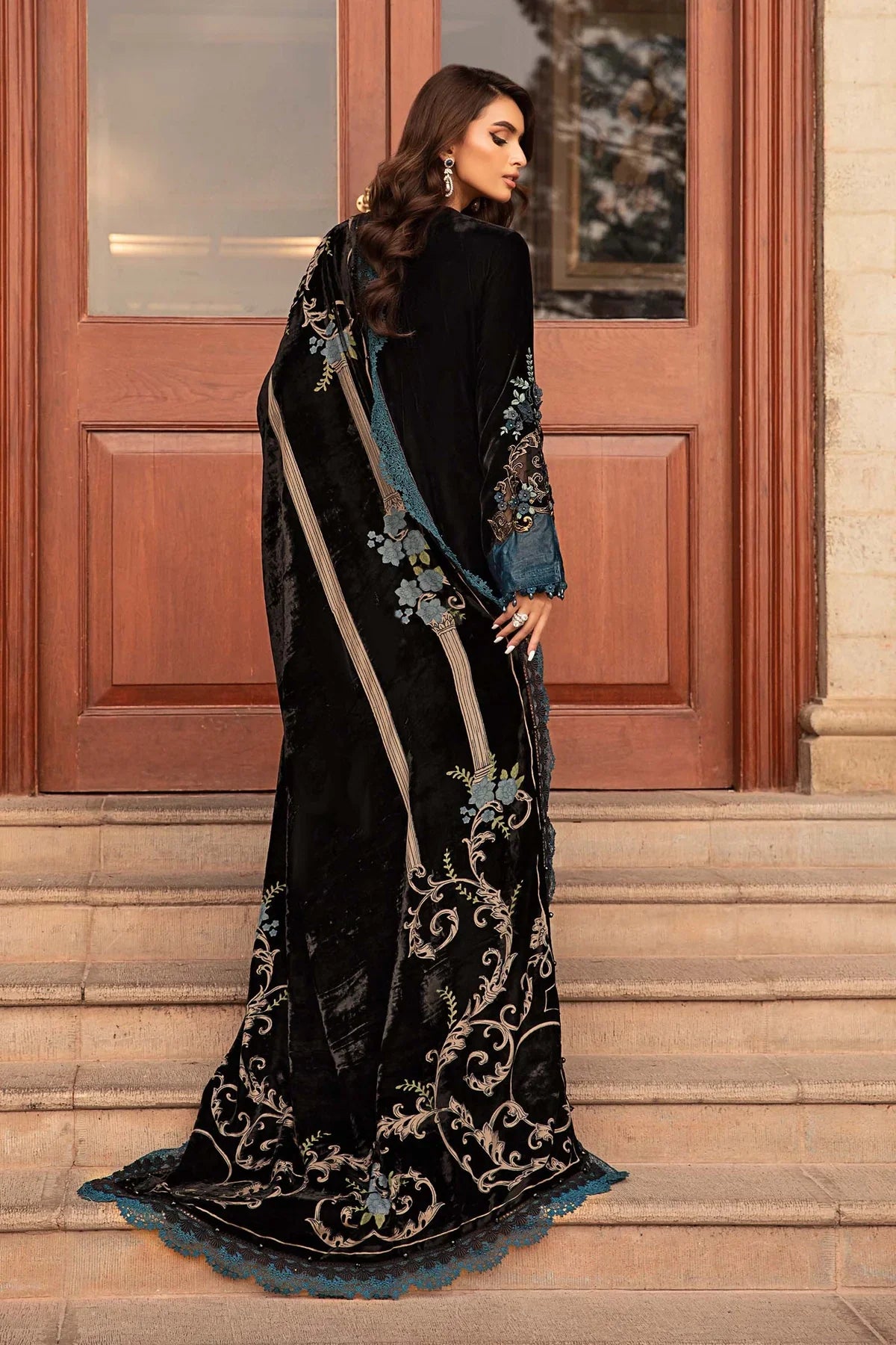 Maria B Embroidered Velvet 3 Piece Dress - S063