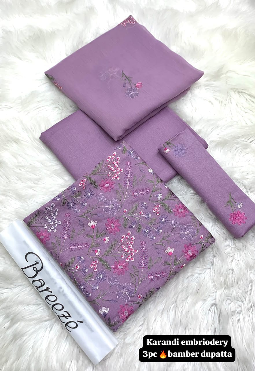 Original Bareeze Factory Leftover Karandi Embrioderd 3 Piece Dress | S019