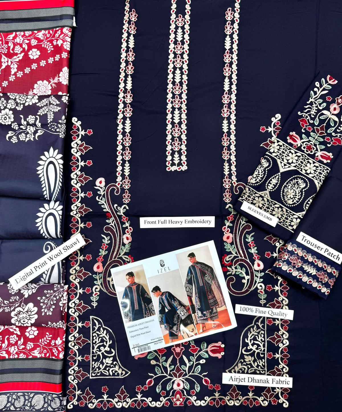 Izel Chottani Luxury Dhanak Embroidered 3 Piece Dress | S022
