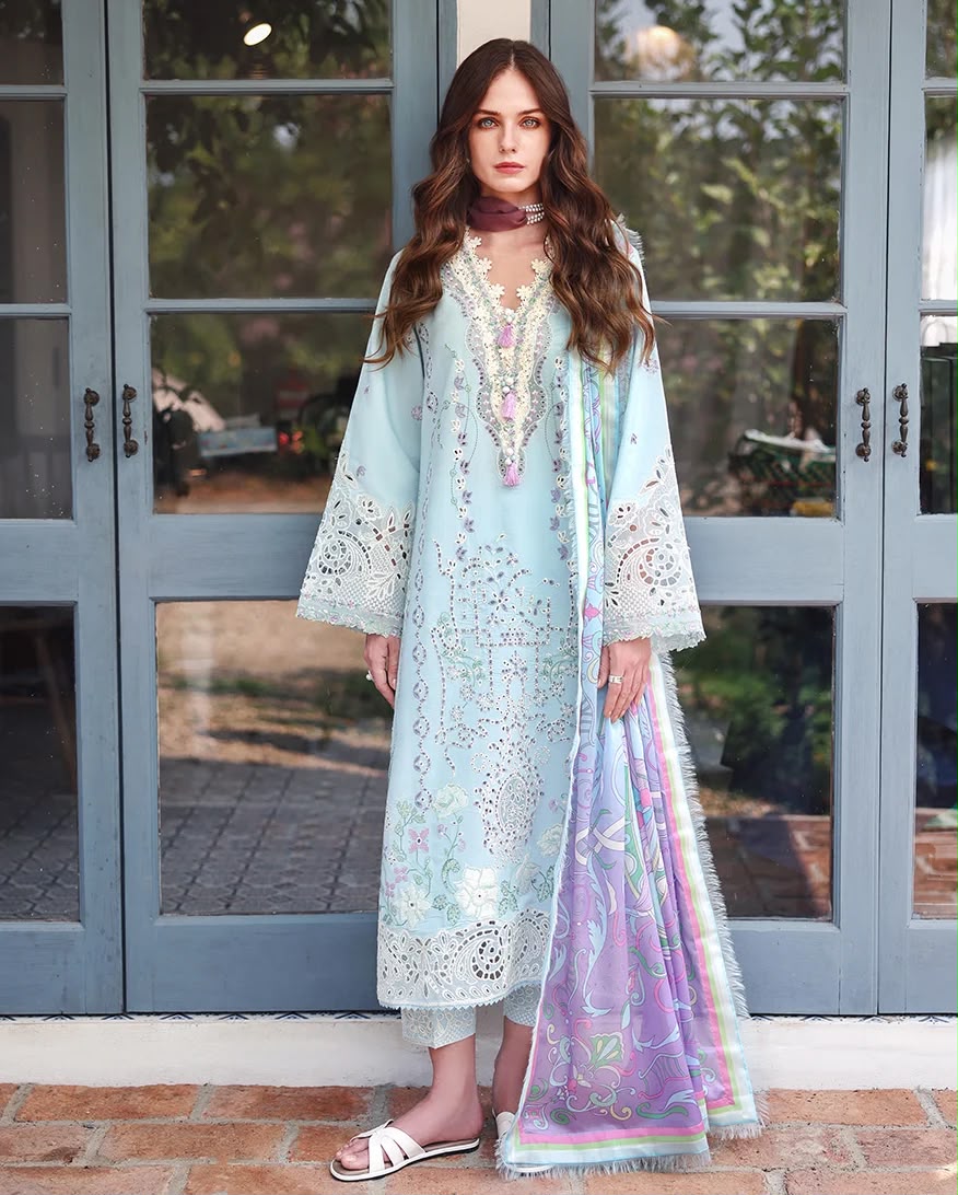 Mushq Luxury Dhanak Embroidered 3 piece dress  - S026