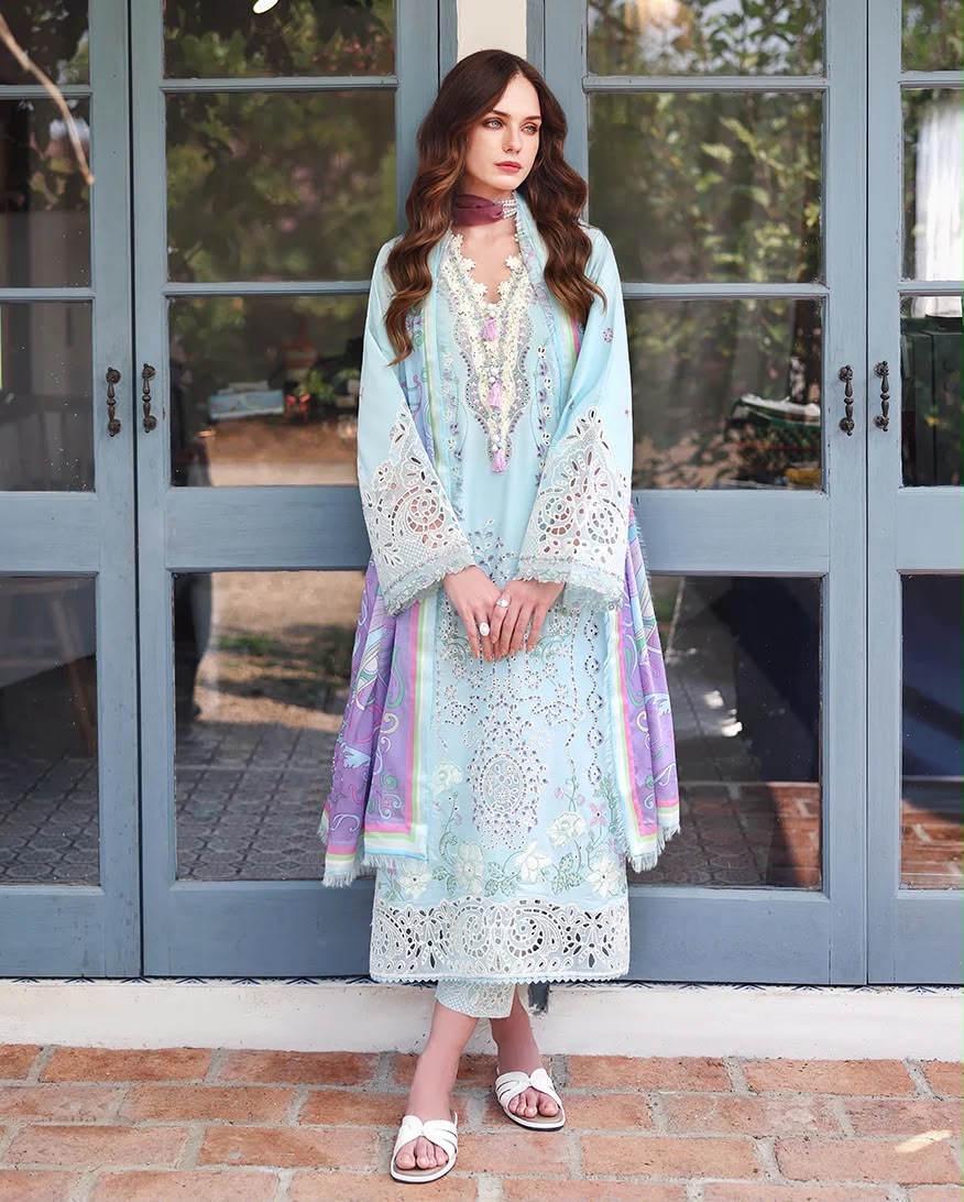 Mushq Luxury Dhanak Embroidered 3 piece dress  - S026