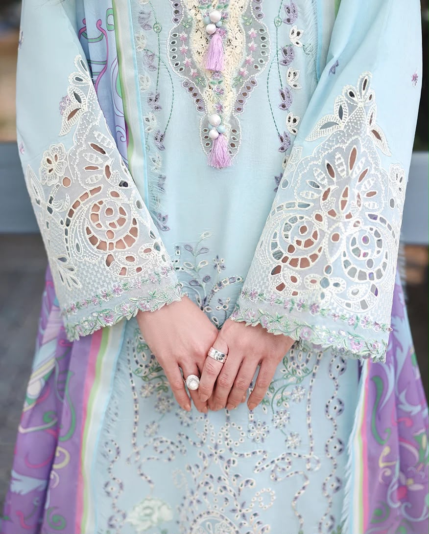Mushq Luxury Dhanak Embroidered 3 piece dress  - S026