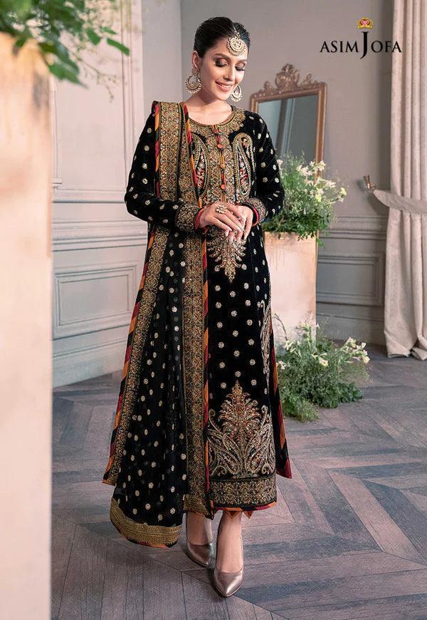 Asim Jofa Velvet 5000 micro embroidered 3 piece dress  - S025