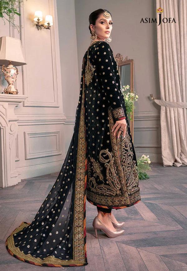 Asim Jofa Velvet 5000 micro embroidered 3 piece dress  - S025
