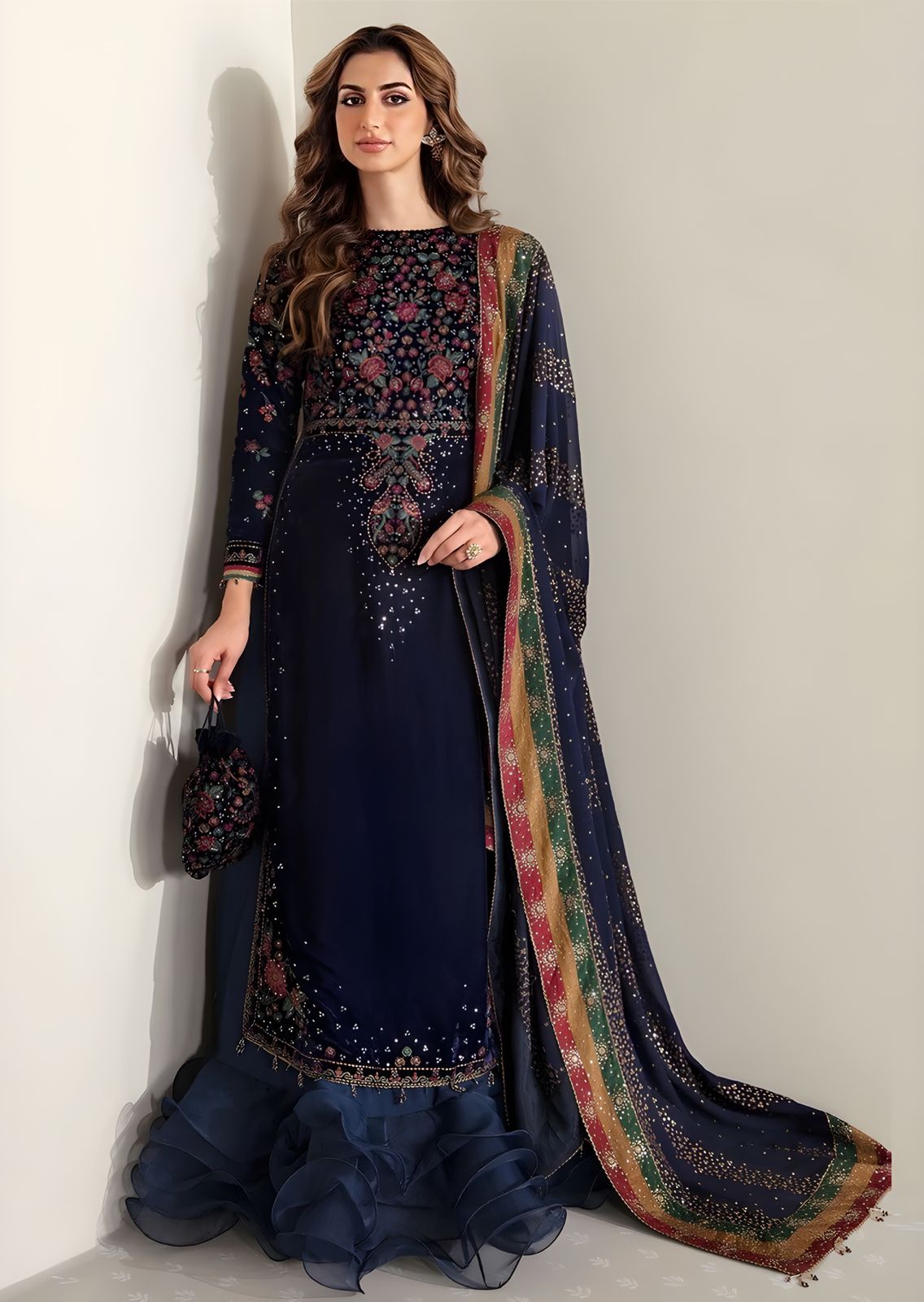 Jazmin Velvet 5000 Micro Embroidered  3 Piece dress - S024