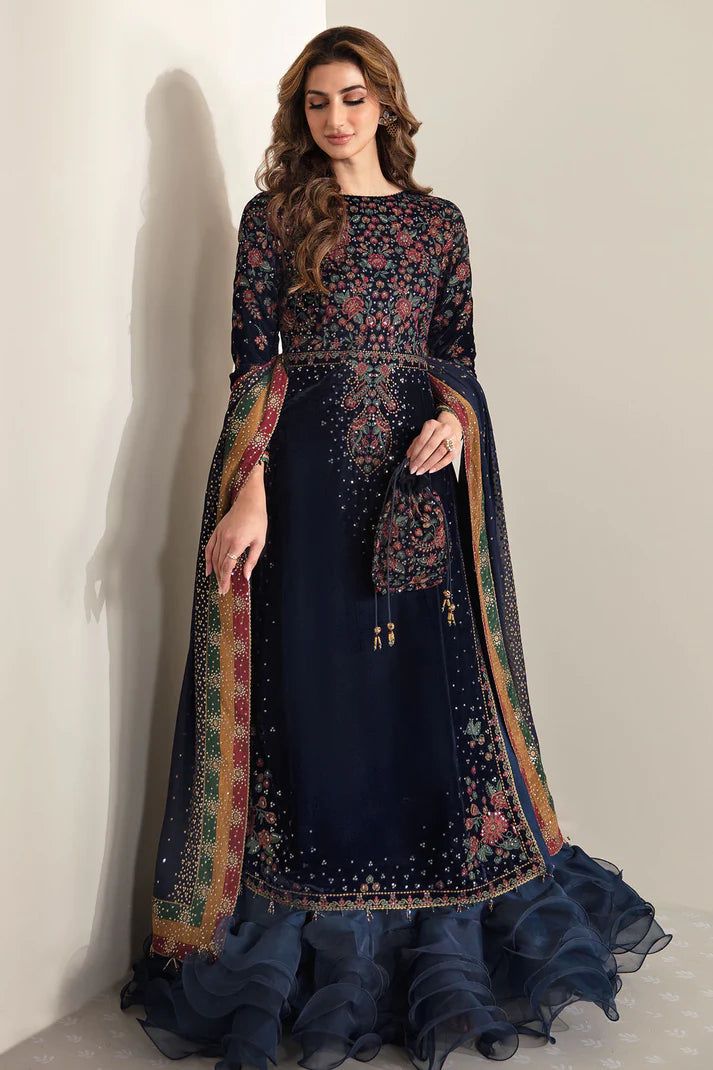 Jazmin Velvet 5000 Micro Embroidered  3 Piece dress - S024