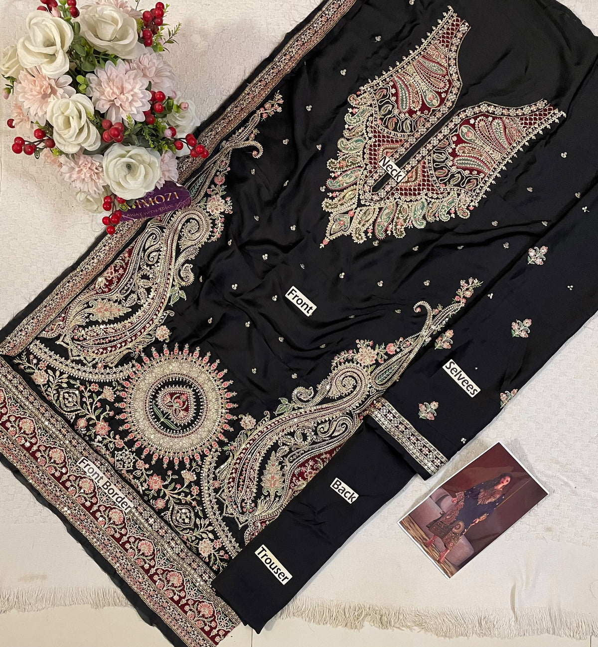 Ethnc Shamoz Silk Embrodiered Kaftan 3 Piece Dress - S040