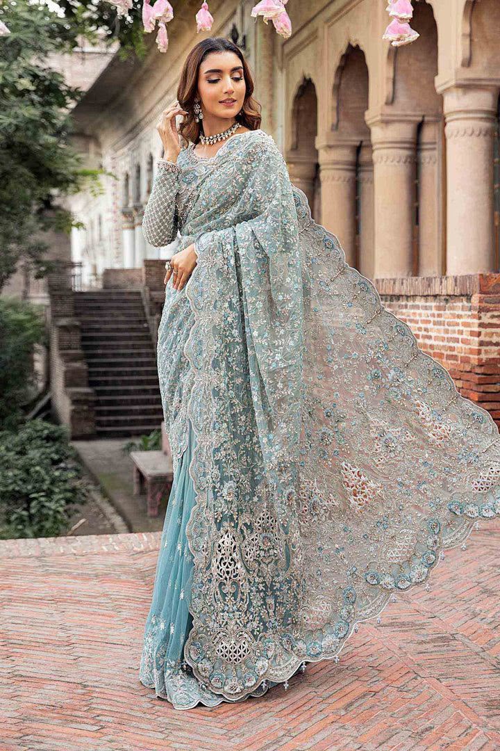 Maria.B Net Saree With Satin Trouser   - S073