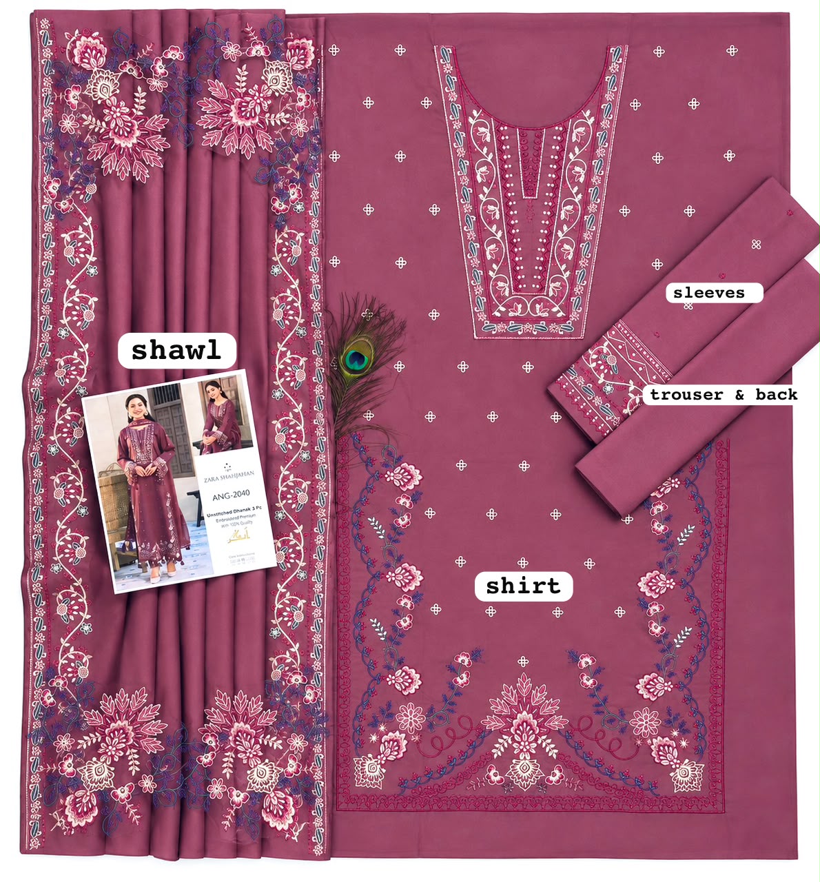 Jade Dhanak Luxury Embroidered 3 Piece Dress - S079