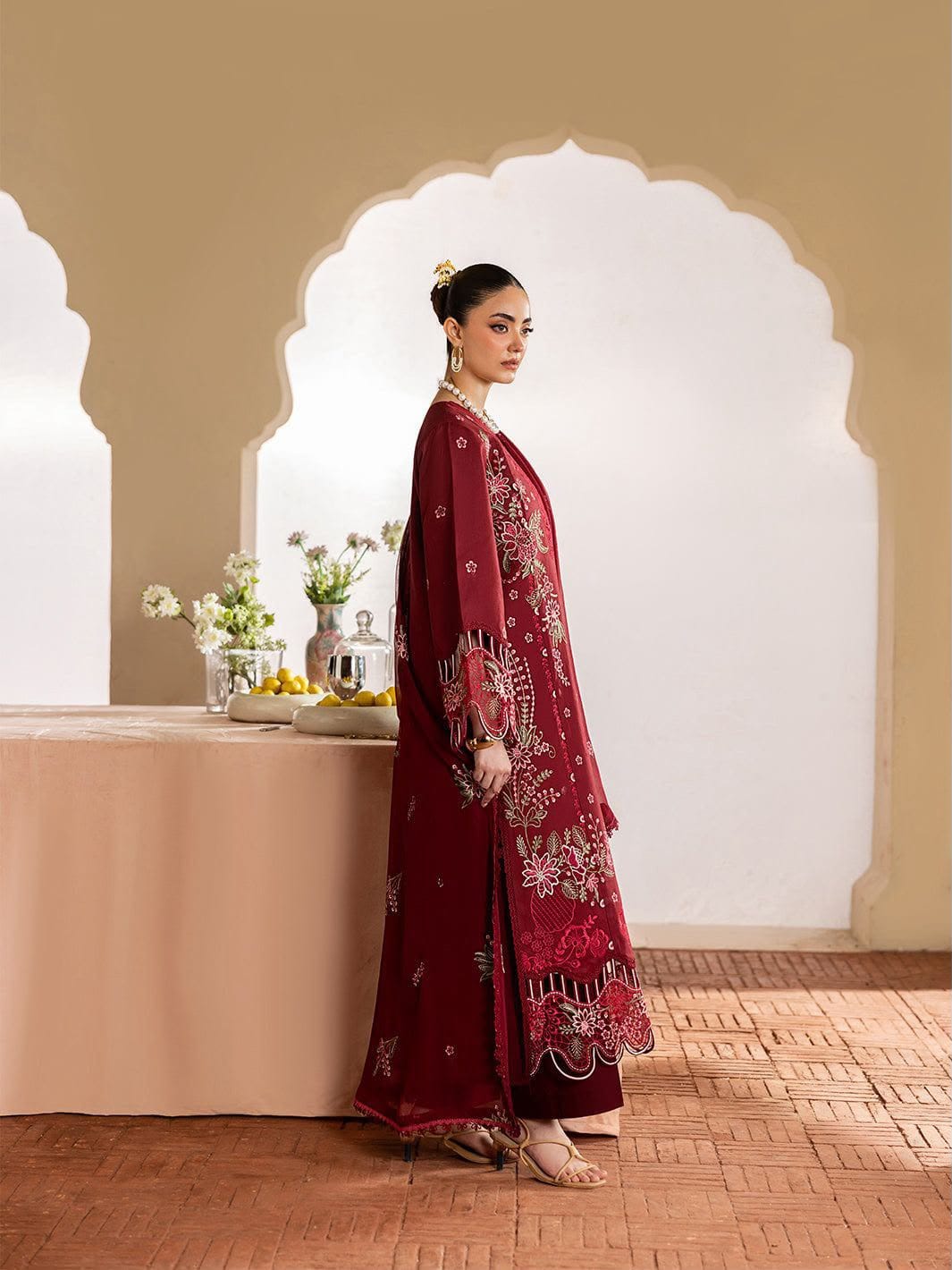 Mahnur Dhanak Luxury Embroidered 3 Piece Dress - S080