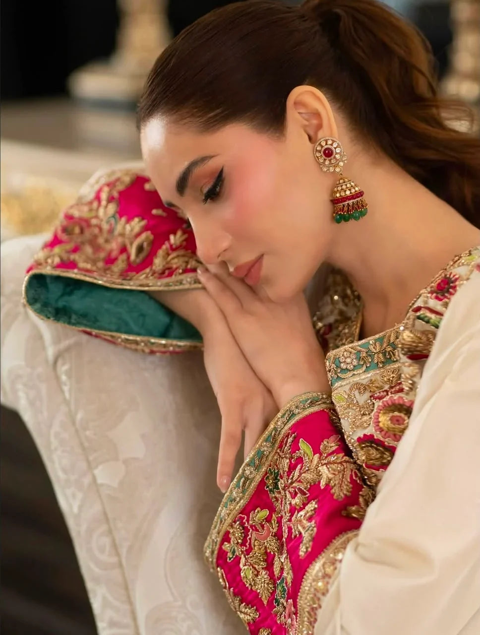 Aleena Khan Silk Embroidered Hand Embellished 3 Piece Dress | S007