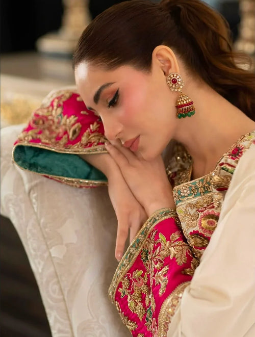 Aleena Khan Silk Embroidered Hand Embellished 3 Piece Dress | S007