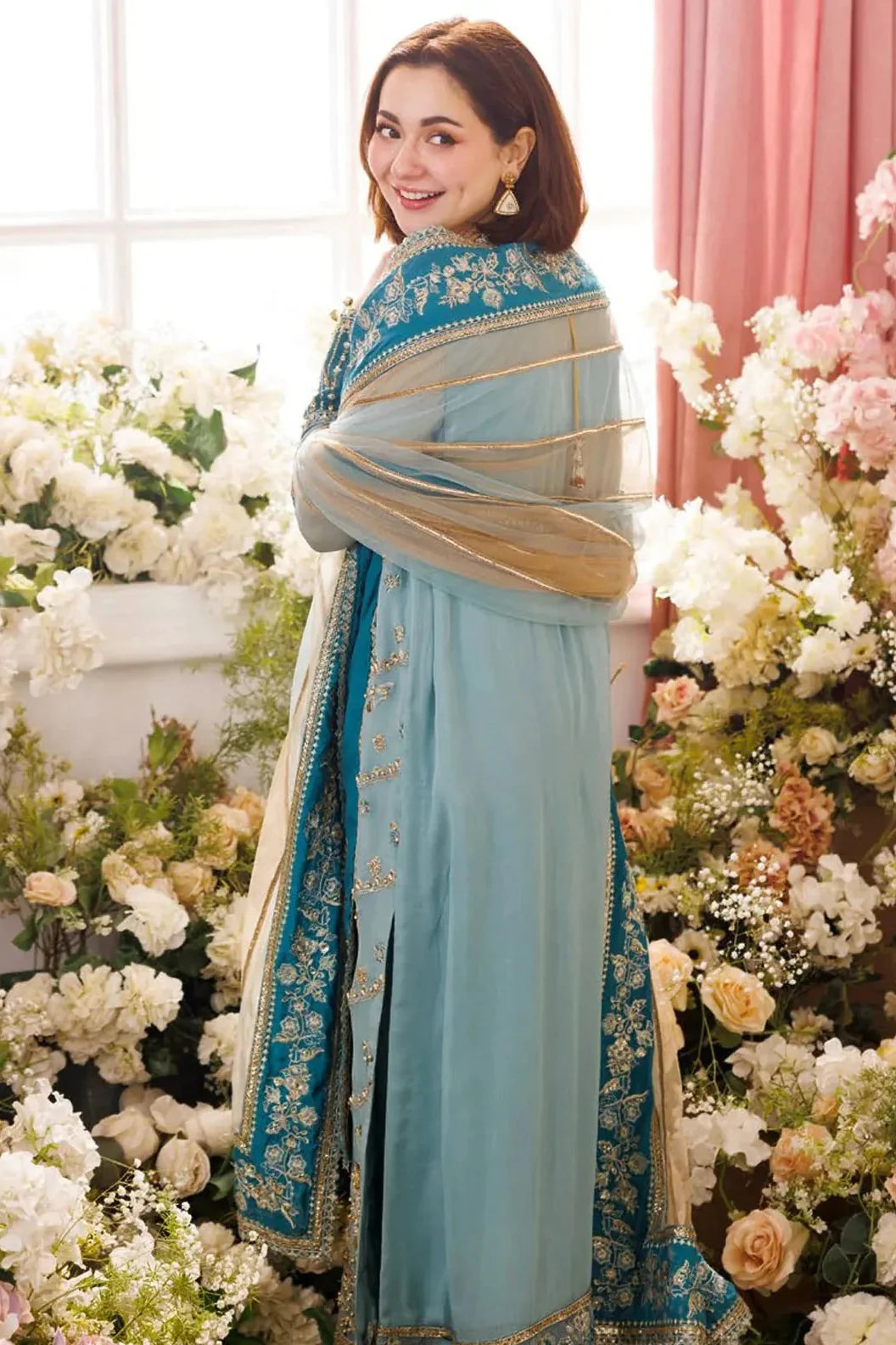 Charizma chiffon embroidered hand embellished 3 piece dress  - S044