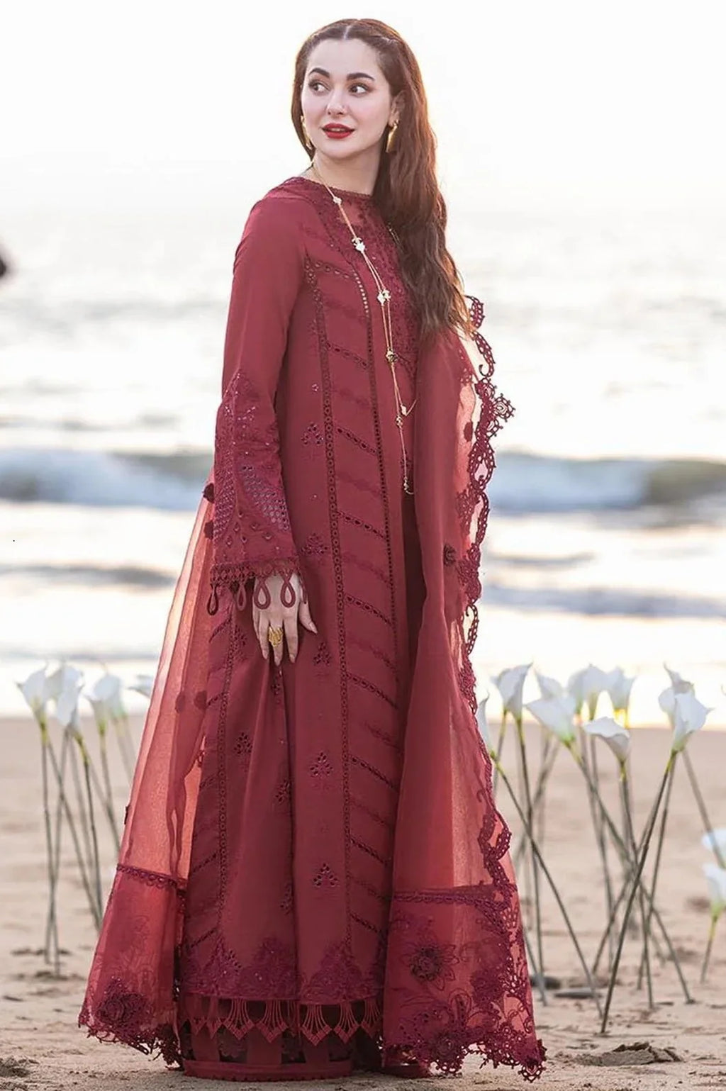 Qalamkar AYESHA Luxury Lawn Chikankari Embroidered 3 Piece Dress - S062