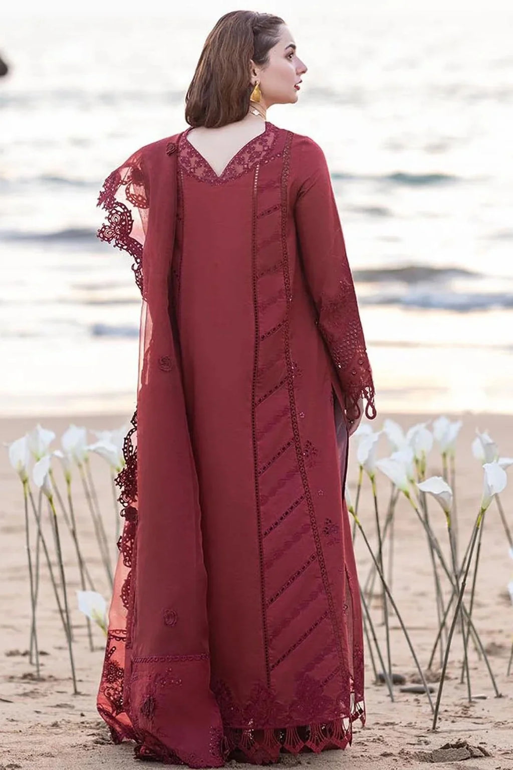 Qalamkar AYESHA Luxury Lawn Chikankari Embroidered 3 Piece Dress - S062