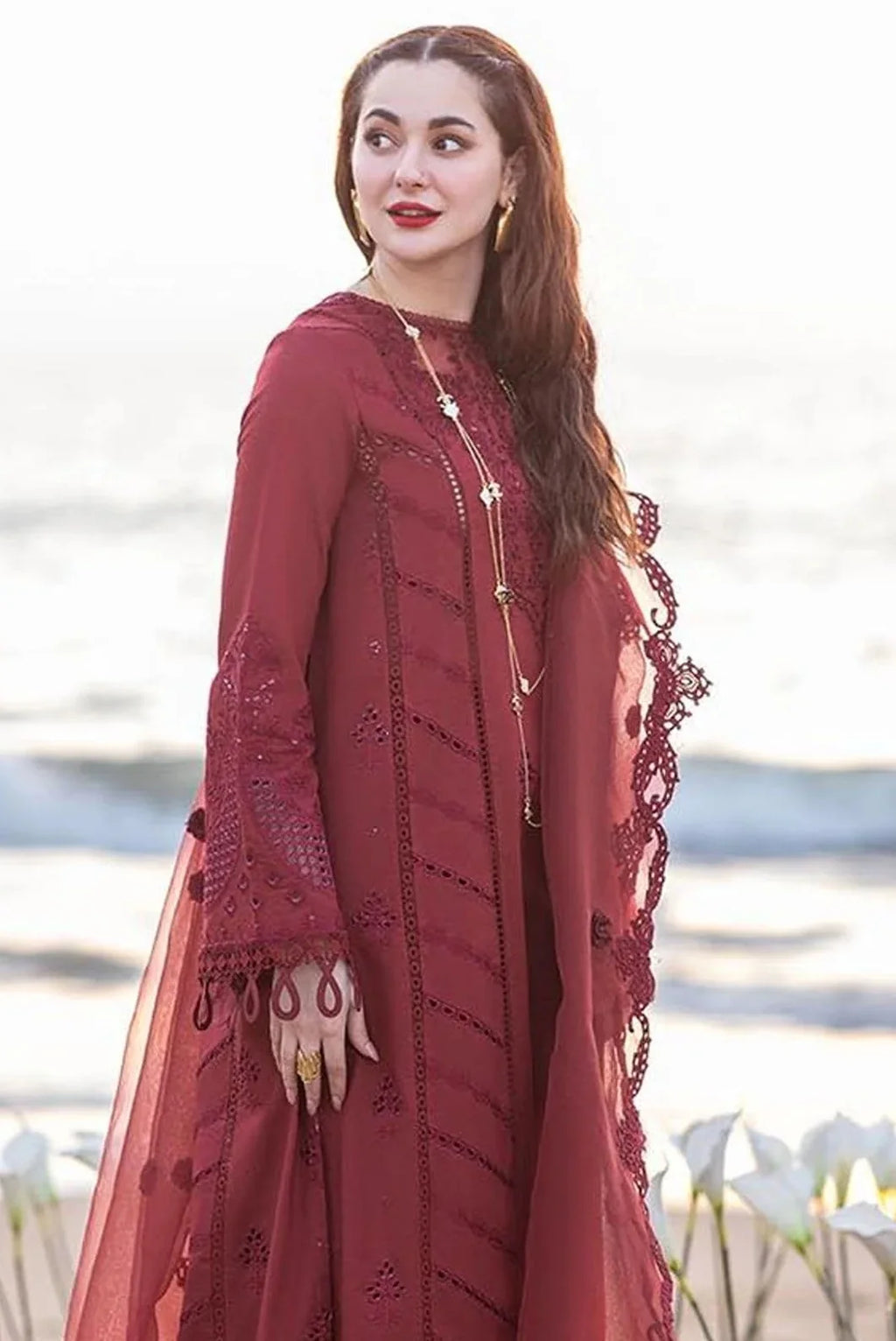 Qalamkar AYESHA Luxury Lawn Chikankari Embroidered 3 Piece Dress - S062