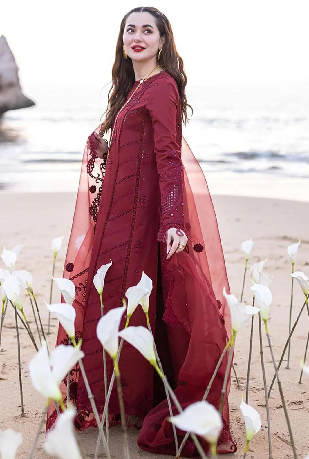 Qalamkar AYESHA Luxury Lawn Chikankari Embroidered 3 Piece Dress - S062