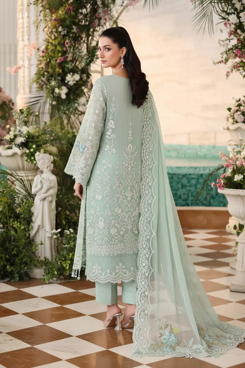 Maria B chiffon Hand Embellished & Embroidered 3 Piece dress S001
